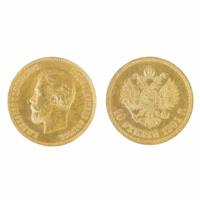 Gold coin 10 rubles 1901. 