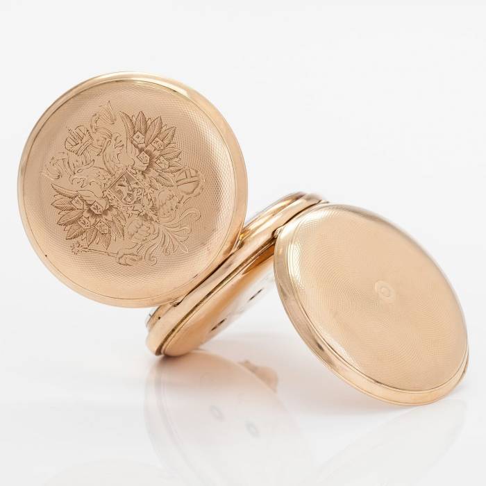 Pāvels Burē. Zelta 14K kabatas pulkstenis uz ķēdes. Krievija 19.gs. 
