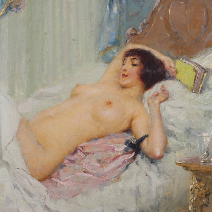 Painting Nude girl, K.Somov, 1897 
