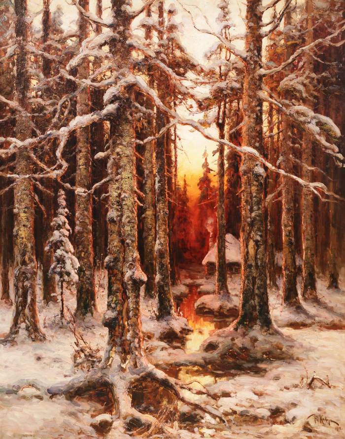 Юлий Юльевич Клевер. Зимний закат. 1912 год 