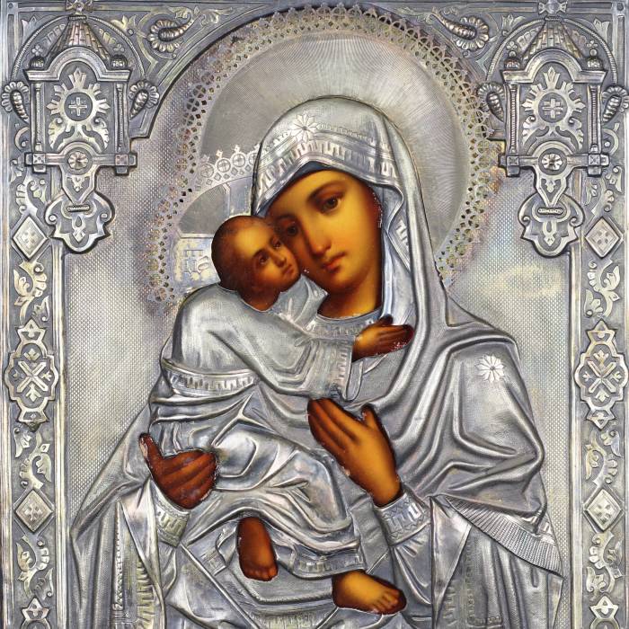 Icon of Our Lady of Vladimir Ivan Ovchinnikov. Moscow 1888