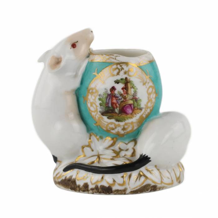 Decorative composition with two mice near an egg. KPM, 19th century. 