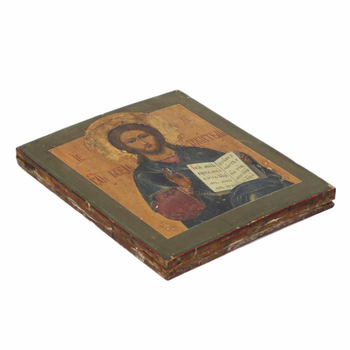 Antique image of the Lord Almighty in a silver gilded frame. Russian Empire, Moscow, 1859. 