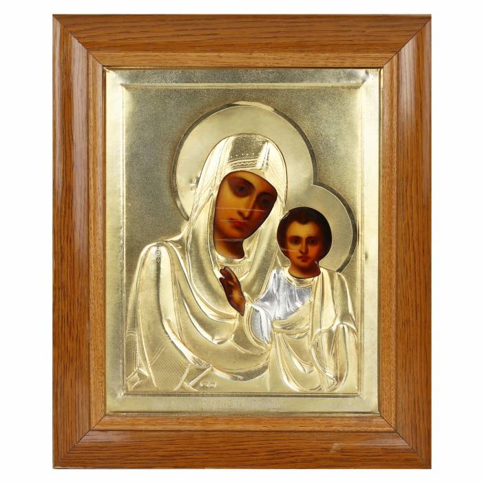A wedding pair of icons in silver frames in the Art Nouveau style. Moscow, early 20th century