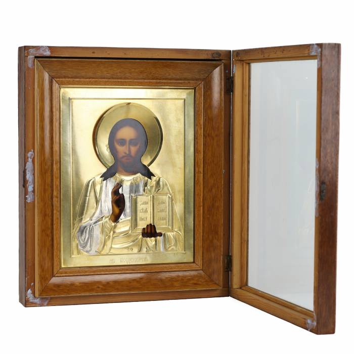 A wedding pair of icons in silver frames in the Art Nouveau style. Moscow, early 20th century