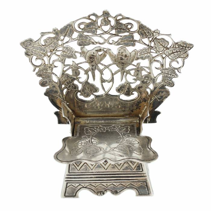 Russian silver salt cellar in the shape of a throne. Mikhail Goloshchanov. Moscow 1899-1908 