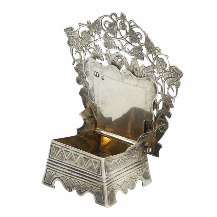 Russian silver salt cellar in the shape of a throne. Mikhail Goloshchanov. Moscow 1899-1908 