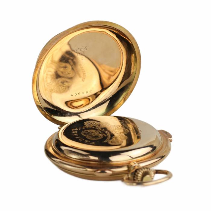 Montre de poche à répétition des quarts en or 14 carats. Invicta pour le marché russe. Suisse, vers 1900