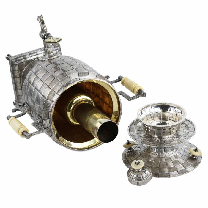 LARGE RUSSIAN SILVER TEA SERVICE “BAST” GRACHEV BROTHERS, ST PETERSBURG, 1883–1884