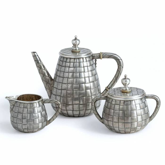 LARGE RUSSIAN SILVER TEA SERVICE “BAST” GRACHEV BROTHERS, ST PETERSBURG, 1883–1884