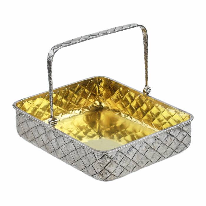 Silver biscuit bowl in the form of a wicker basket, St. Petersburg, 1878 