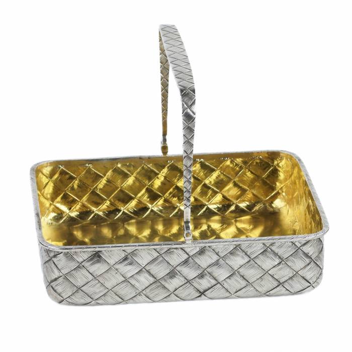Silver biscuit bowl in the form of a wicker basket, St. Petersburg, 1878 