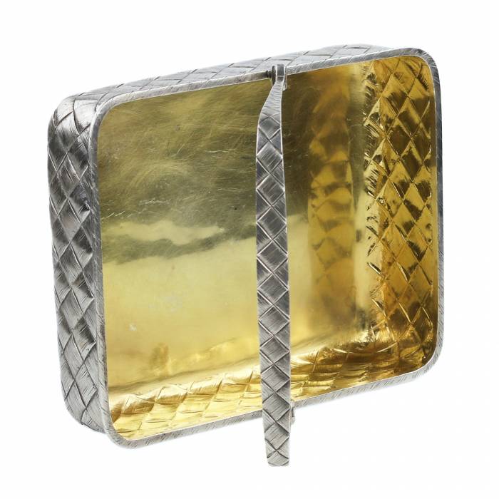 Silver biscuit bowl in the form of a wicker basket, St. Petersburg, 1878 