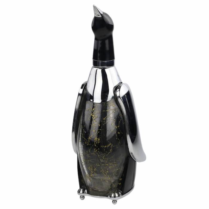CARAFE EN FORME DE MANCHOT AVEC BOÎTE À MUSIQUE. JAPON. ANNÉES 1960