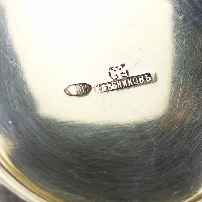Russian silver bowl with stained glass enamel. Khlebnikov company. Moscow, early 20th century 