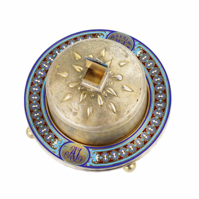 SILVER BUTTER DISH IN THE FORM OF A FESTIVE LOAF WITH SALT THRONE PAVEL OVCHINNIKOV FIRM, MOSCOW, 1896