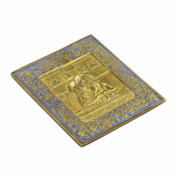 DO NOT WEEP FOR ME, MOTHER CAST BRASS ICON WITH ENAMEL RUSSIA, MID-19TH CENTURY