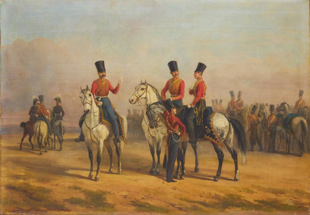 OFFICERS OF THE CUIRASSIER REGIMENT OF THE RUSSIAN IMPERIAL GUARD ON PARADE. 1845  