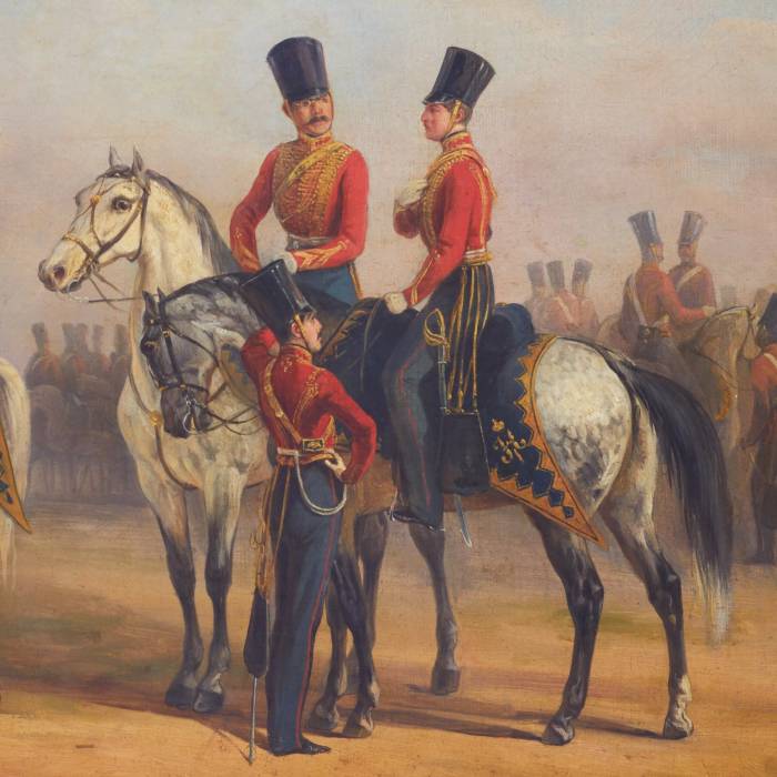 OFFICERS OF THE CUIRASSIER REGIMENT OF THE RUSSIAN IMPERIAL GUARD ON PARADE. 1845  