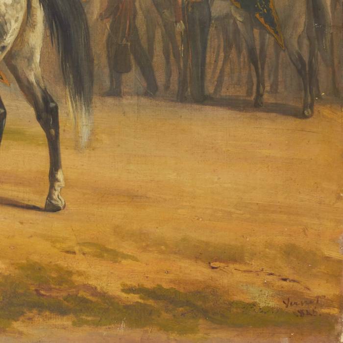 OFFICERS OF THE CUIRASSIER REGIMENT OF THE RUSSIAN IMPERIAL GUARD ON PARADE. 1845  