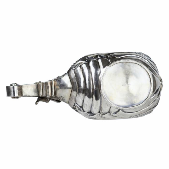 SILVER LADLE IN THE FORM OF A SLAVIC BOAT WITH A WARRIOR FIGURE SAZIKOV, MOSCOW, 1891