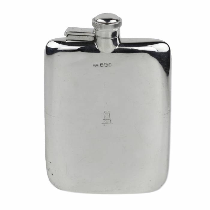 SILVER HIP FLASK. MAPPIN & WEBB. SHEFFIELD, ENGLAND. 1918