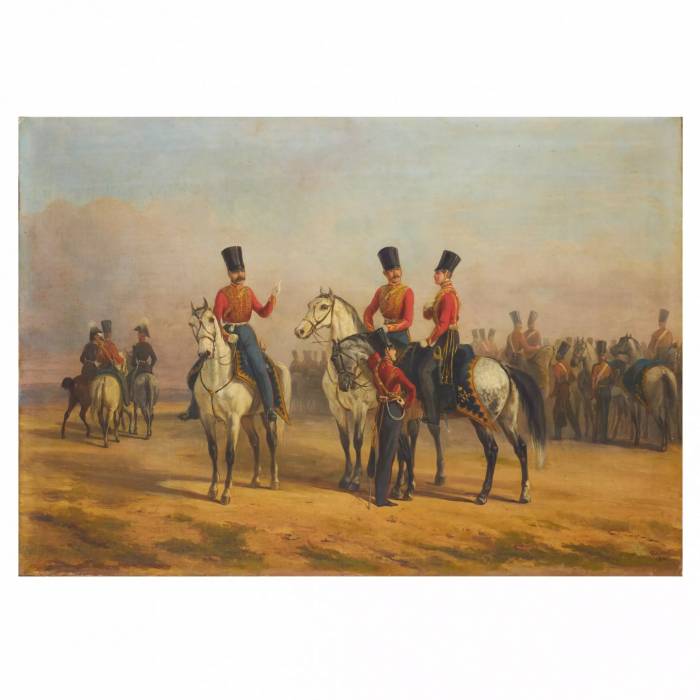 OFFICERS OF THE CUIRASSIER REGIMENT OF THE RUSSIAN IMPERIAL GUARD ON PARADE. 1845  