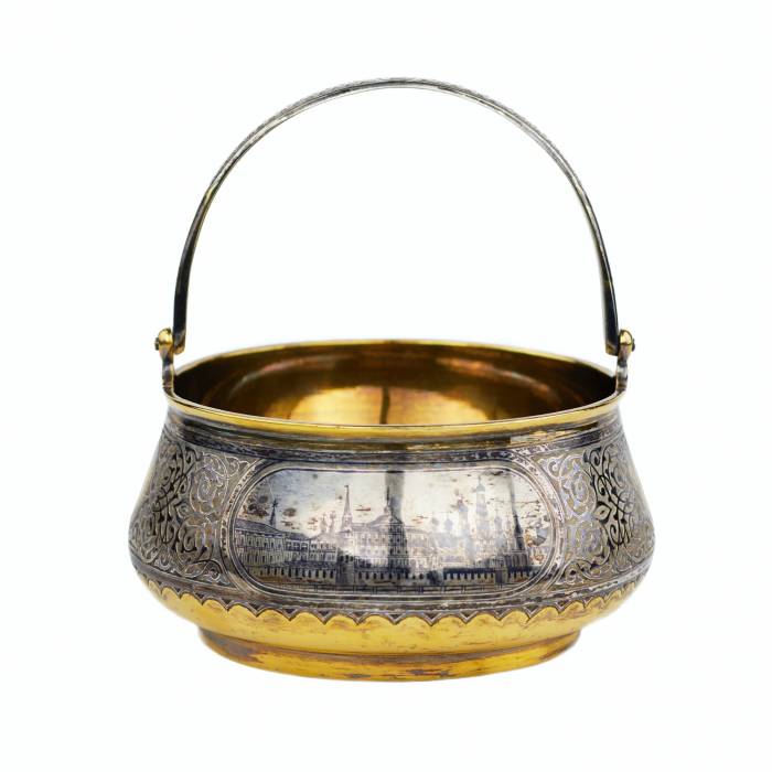 SWEETMEAT BASKET WITH VIEWS OF MOSCOW PAVEL OVCHINNIKOV FIRM, MOSCOW, RUSSIA, 1875