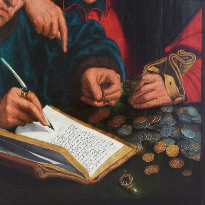THE TAX COLLECTORS (OR PUBLICANS). FOLLOWER OF QUINTEN MASSYS FLANDERS, LATE 16TH CENTURY