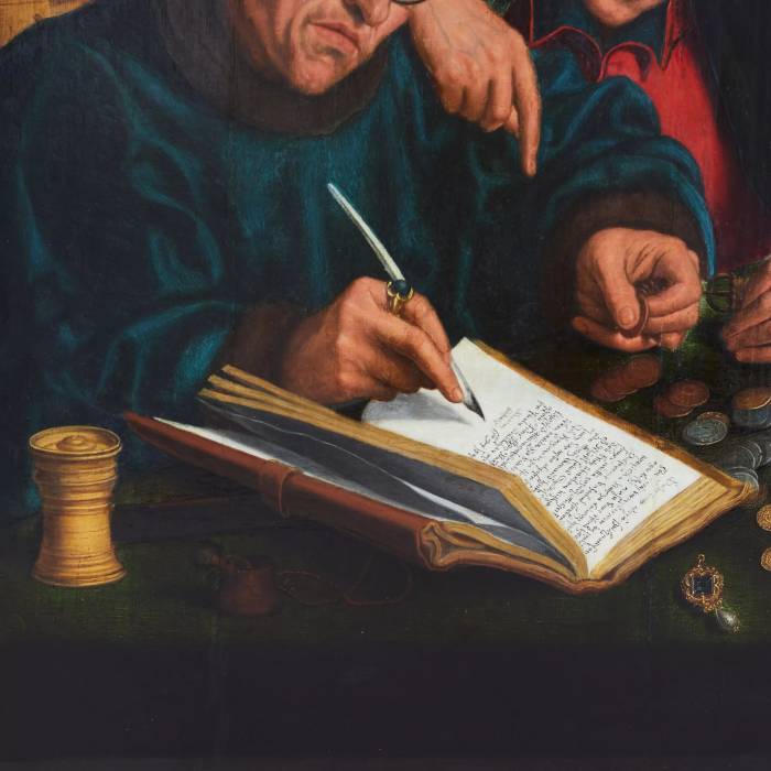 THE TAX COLLECTORS (OR PUBLICANS). FOLLOWER OF QUINTEN MASSYS FLANDERS, LATE 16TH CENTURY