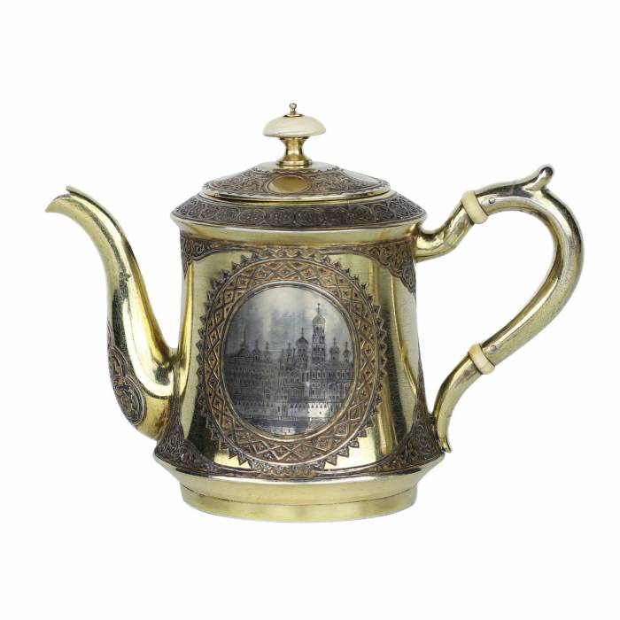 TEA AND COFFEE SET BY P. OVCHINNIKOV MOSCOW, LATE 19TH CENTURY