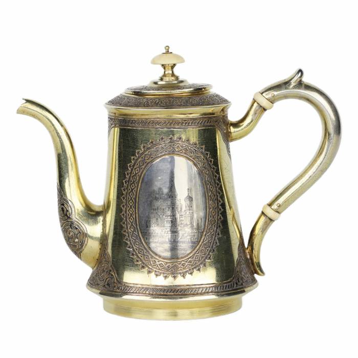 TEA AND COFFEE SET BY P. OVCHINNIKOV MOSCOW, LATE 19TH CENTURY