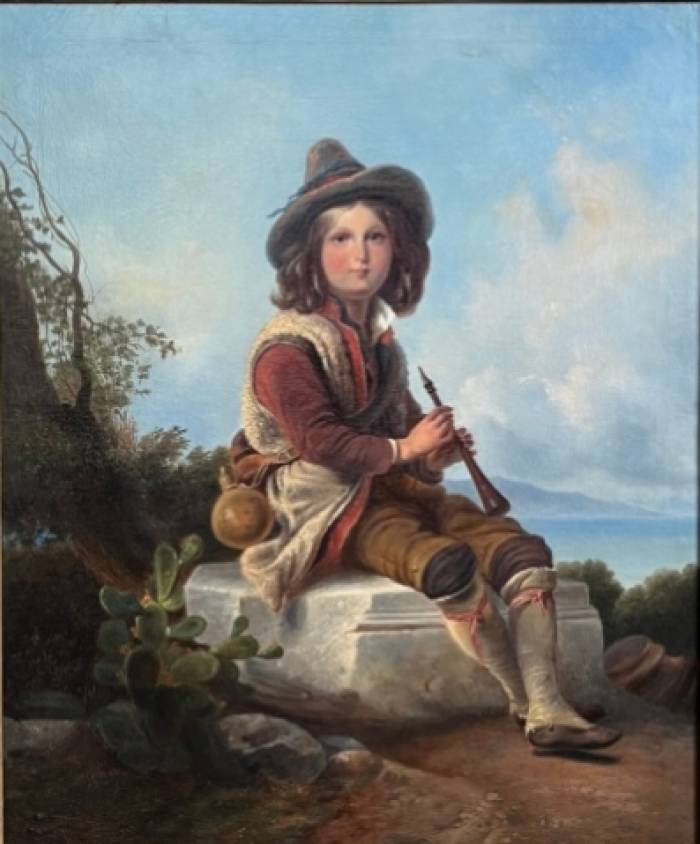 КАРЛ ТИМОЛЕОН ФОН НЕФФ (1804–1877). МАЛЬЧИК С ДУДОЧКОЙ  РОССИЯ / ЭСТОНИЯ, 1841 ГОД