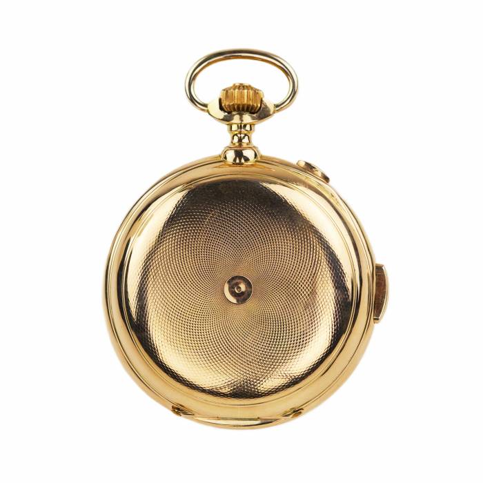 PAUL BUHRÉ / LE PHARE. GOLD POCKET WATCH WITH MINUTE REPEATER, CHRONOGRAPH, MOON PHASES AND CYRILLIC CALENDAR. CIRCA 1903