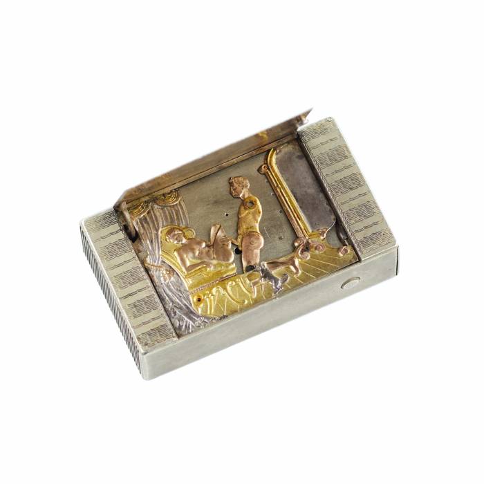 Erotic Automatic Matchbox with Mechanical Miniature  France, early 20th century
