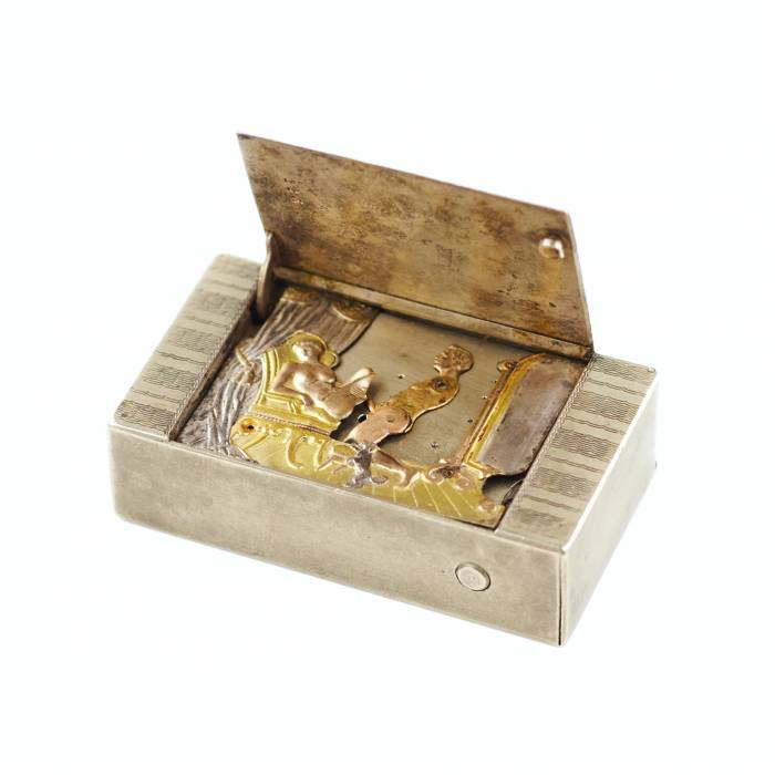 Erotic Automatic Matchbox with Mechanical Miniature  France, early 20th century