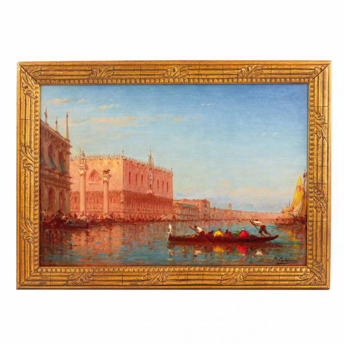 CHARLES-CLÉMENT CALDERON (1870–1906). ВИД НА ДВОРЕЦ ДОЖЕЙ И ПЛОЩАДЬ САН-МАРКО В ВЕНЕЦИИ ФРАНЦИЯ / ВЕНЕЦИЯ, РУБЕЖ XIX – XX ВЕКА