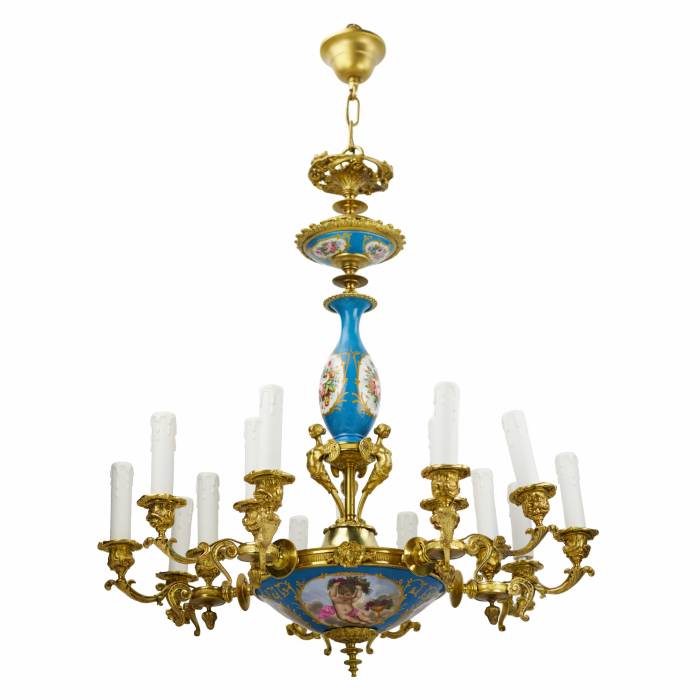 A 15-candle chandelier in the Louis XVI style. Sevres. 