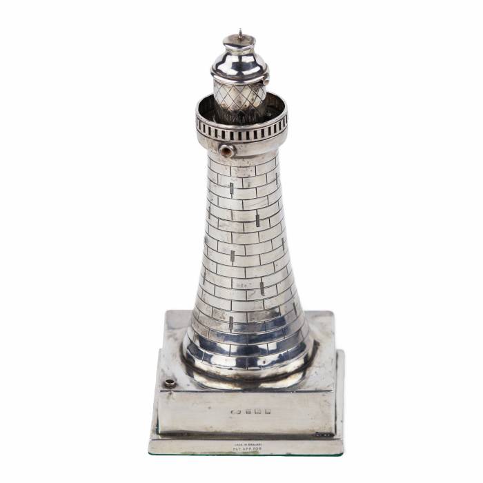SILVER LIGHTHOUSE-FORM LIGHTER, SHORT & MASON, BIRMINGHAM, 1931