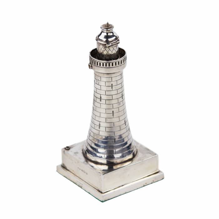 SILVER LIGHTHOUSE-FORM LIGHTER, SHORT & MASON, BIRMINGHAM, 1931