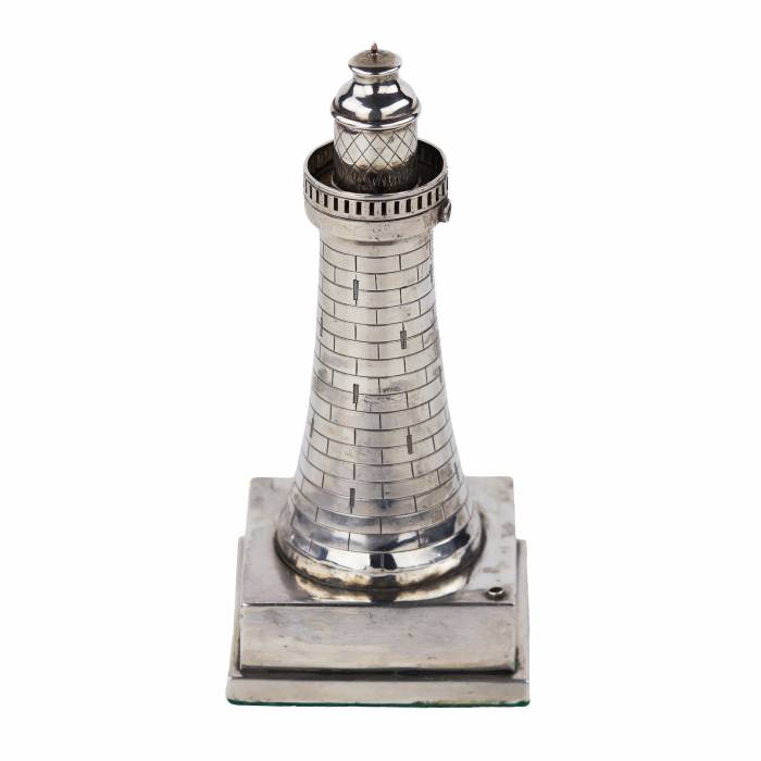 SILVER LIGHTHOUSE-FORM LIGHTER, SHORT & MASON, BIRMINGHAM, 1931