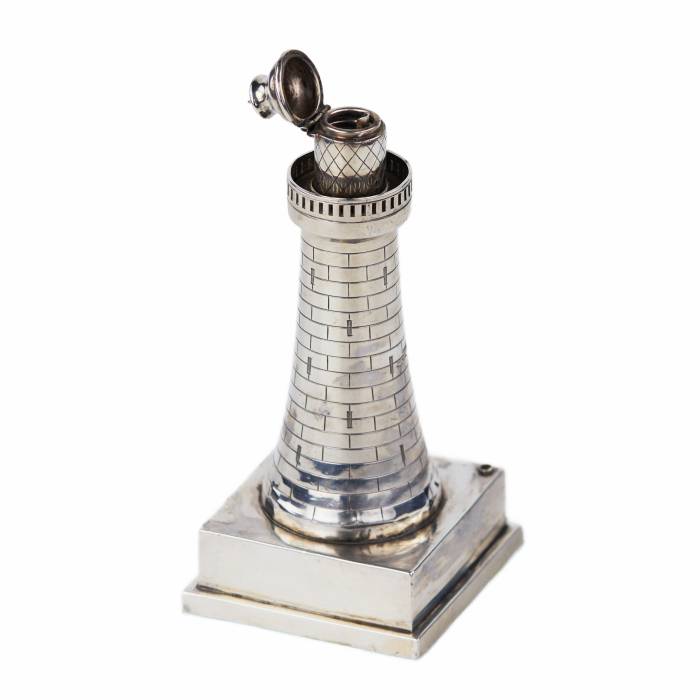 SILVER LIGHTHOUSE-FORM LIGHTER, SHORT & MASON, BIRMINGHAM, 1931