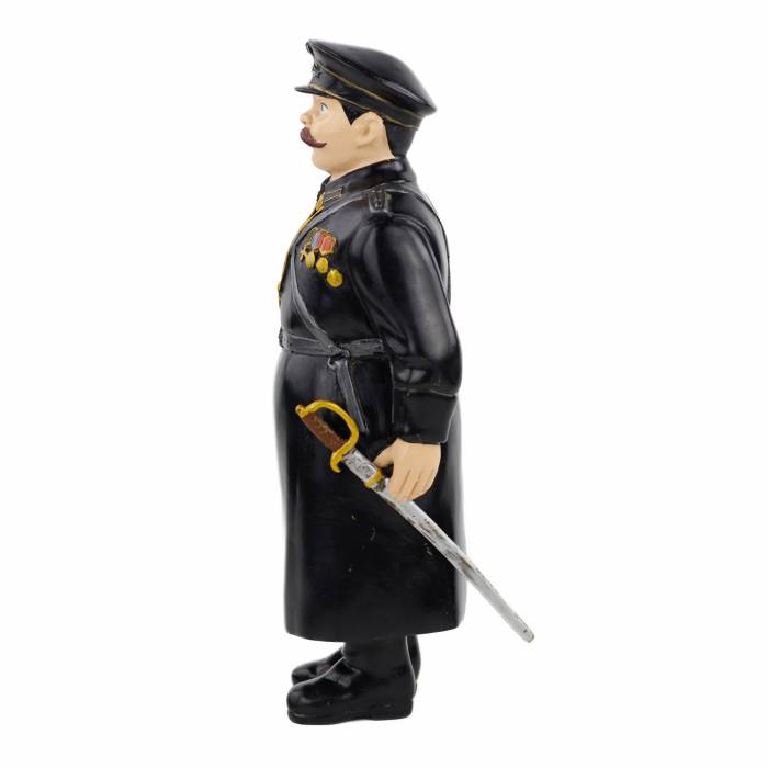 BRONZE FIGURINE OF A POLICEMAN, PAINTED WITH COLD ENAMELS AFTER A FABERGÉ MODEL RUSSIA, SAINT PETERSBURG, 1911