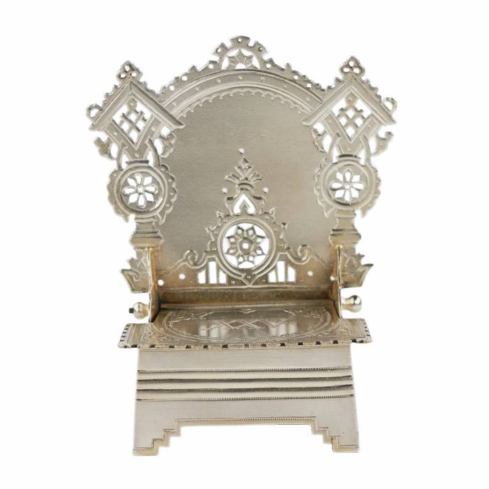 SILVER THRONE-FORM SALT CELLAR IN THE HISTORICISM STYLE RUSSIAN EMPIRE, MOSCOW, 1891