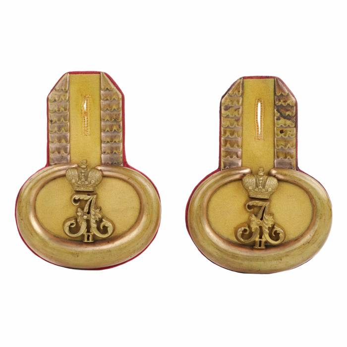 A PAIR OF EPAULETTES WITH THE CIPHER OF EMPEROR ALEXANDER II RUSSIA, SECOND HALF OF THE 19TH CENTURY