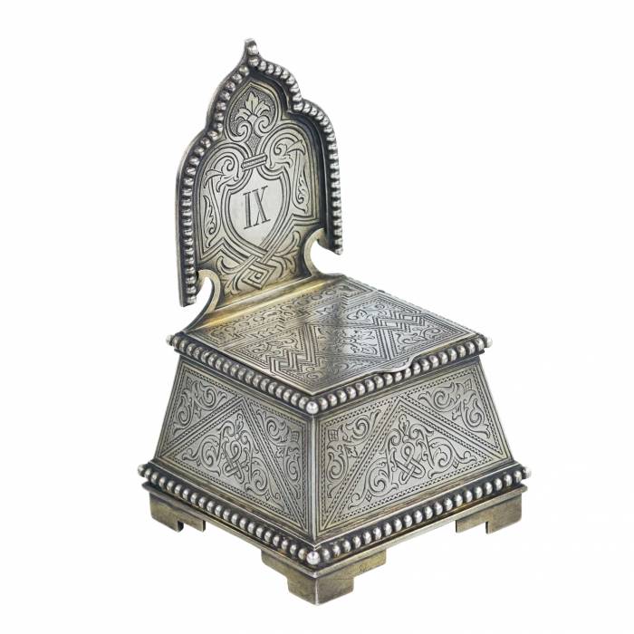 SILVER SALT CELLAR IN THE FORM OF A THRONE, KHLEBNIKOV FIRM RUSSIAN EMPIRE, MOSCOW, 1883