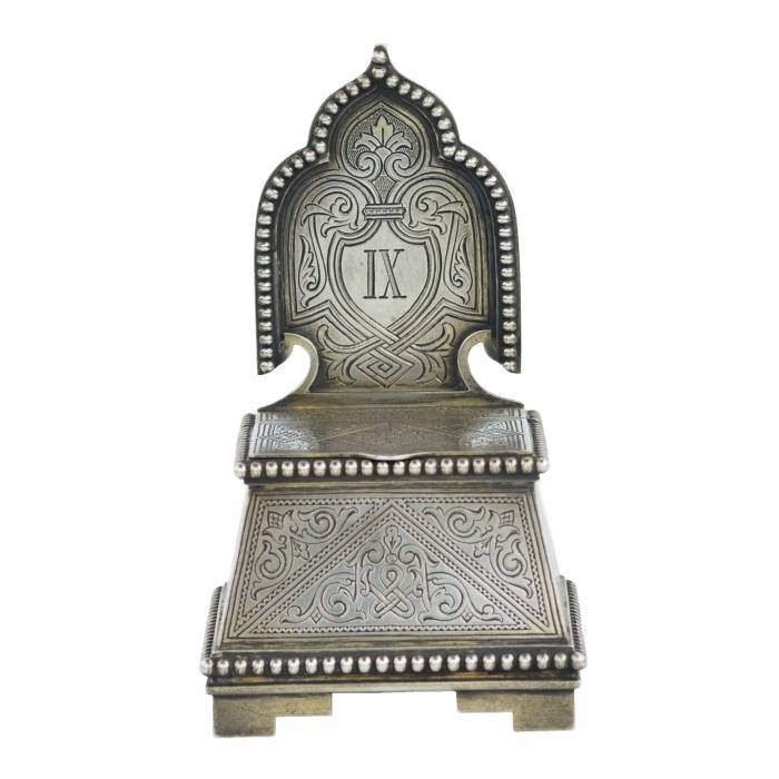 SILVER SALT CELLAR IN THE FORM OF A THRONE, KHLEBNIKOV FIRM RUSSIAN EMPIRE, MOSCOW, 1883