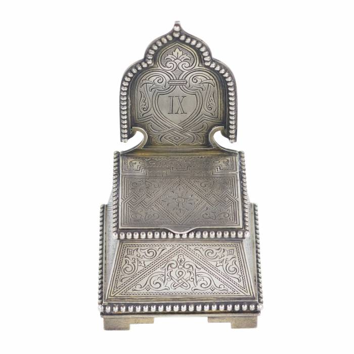 SILVER SALT CELLAR IN THE FORM OF A THRONE, KHLEBNIKOV FIRM RUSSIAN EMPIRE, MOSCOW, 1883