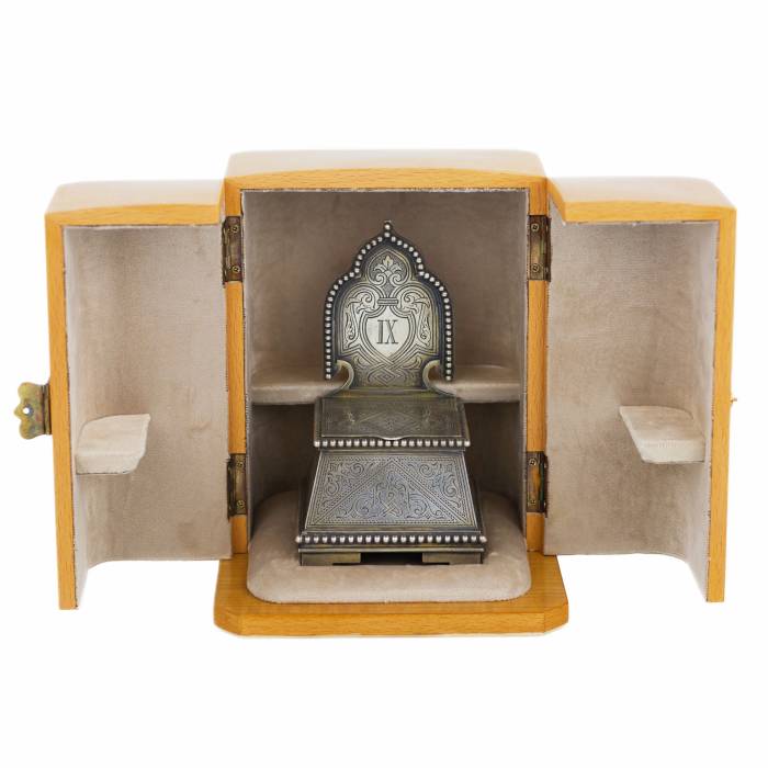 SILVER SALT CELLAR IN THE FORM OF A THRONE, KHLEBNIKOV FIRM RUSSIAN EMPIRE, MOSCOW, 1883