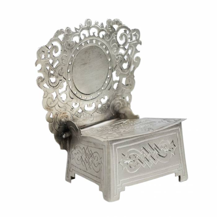 SILVER SALT CELLAR IN THE FORM OF A THRONE. MASTER P. P. MILYUKOV RUSSIAN EMPIRE, MOSCOW, 1895